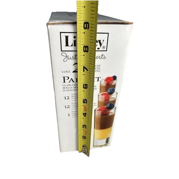 New Libbey Just Desserts Parfait Glass Dishes Spoons 25 Pieces Recipe Card NIB - Picture 9 of 11